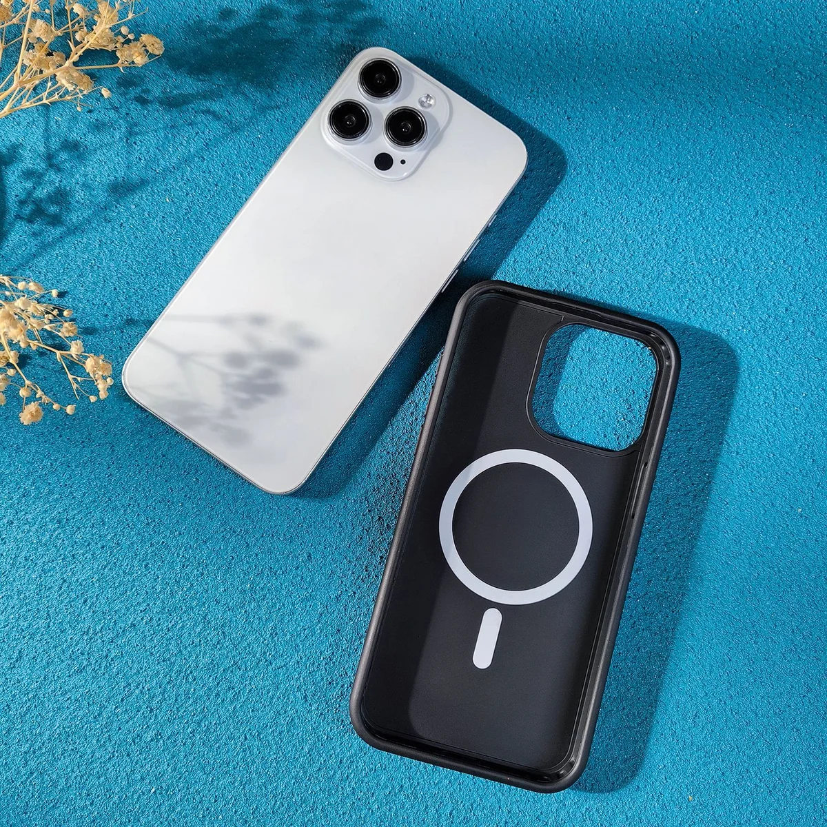 compatible with Apple iPhone15Pro Max original-style multicolor ink-splash magnetic ring phone case TPU+PC spray-painted finish