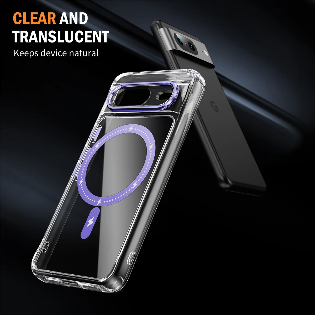 cross-border compatible with Google Pixel8A Phantom glitter magnetic ring large camera opening magnetic attachment case transparent phone case shockproof