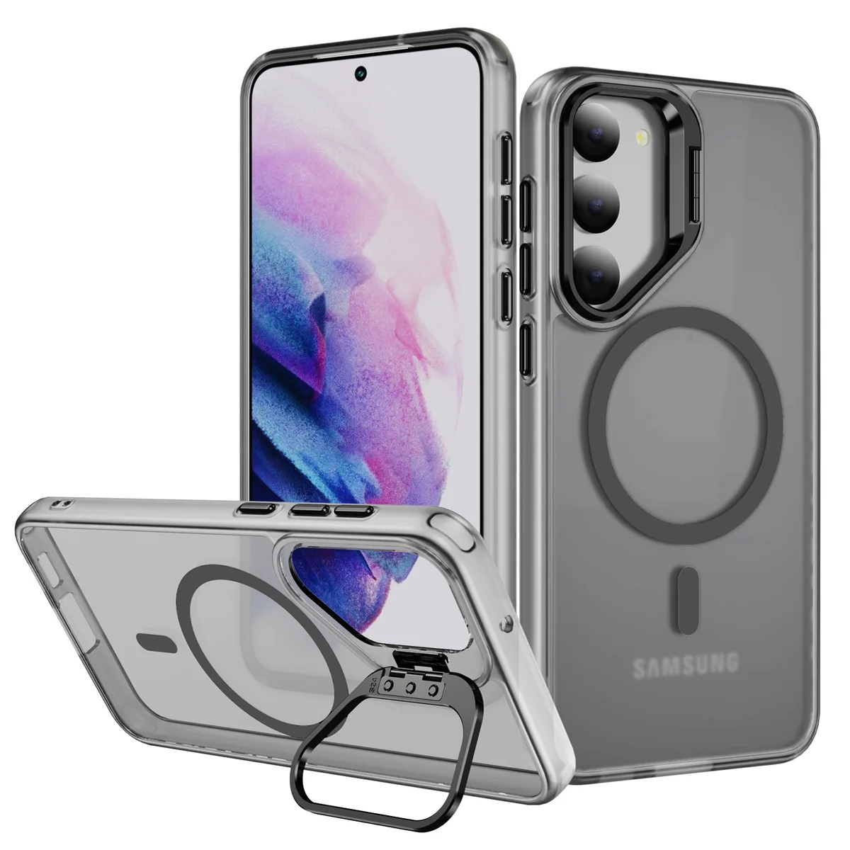 cross-border compatible with Samsung S23 Sky Mirror soft-touch magnetic ring metal hinge kickstand phone case direct manufacturer