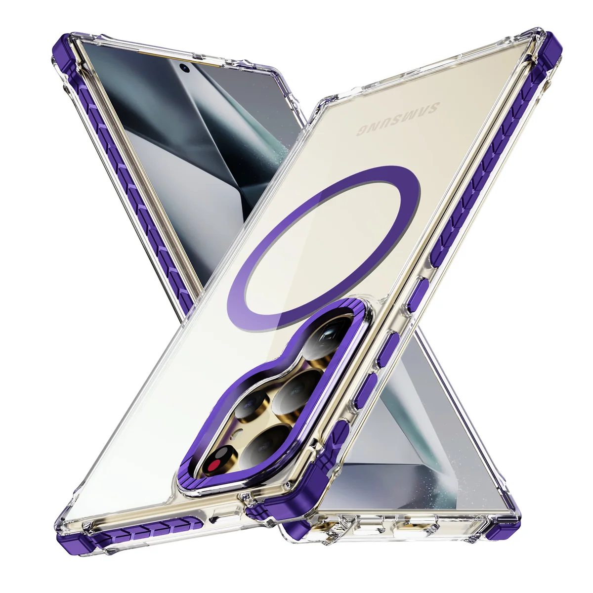 cross-border compatible with Samsung S24Ultra Rainbow No. 1 ultra-clear magnetic ring phone case two-tone TPU manufacturer new arrival