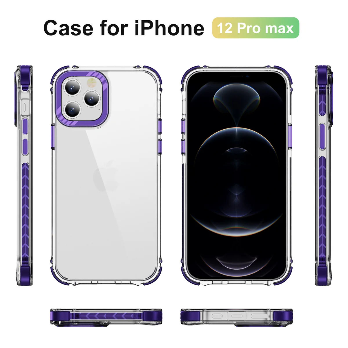 cross-border compatible with Apple iPhone12 Pro Max Rainbow No. 1 ultra-clear reinforced corner air cushions shockproof phone case