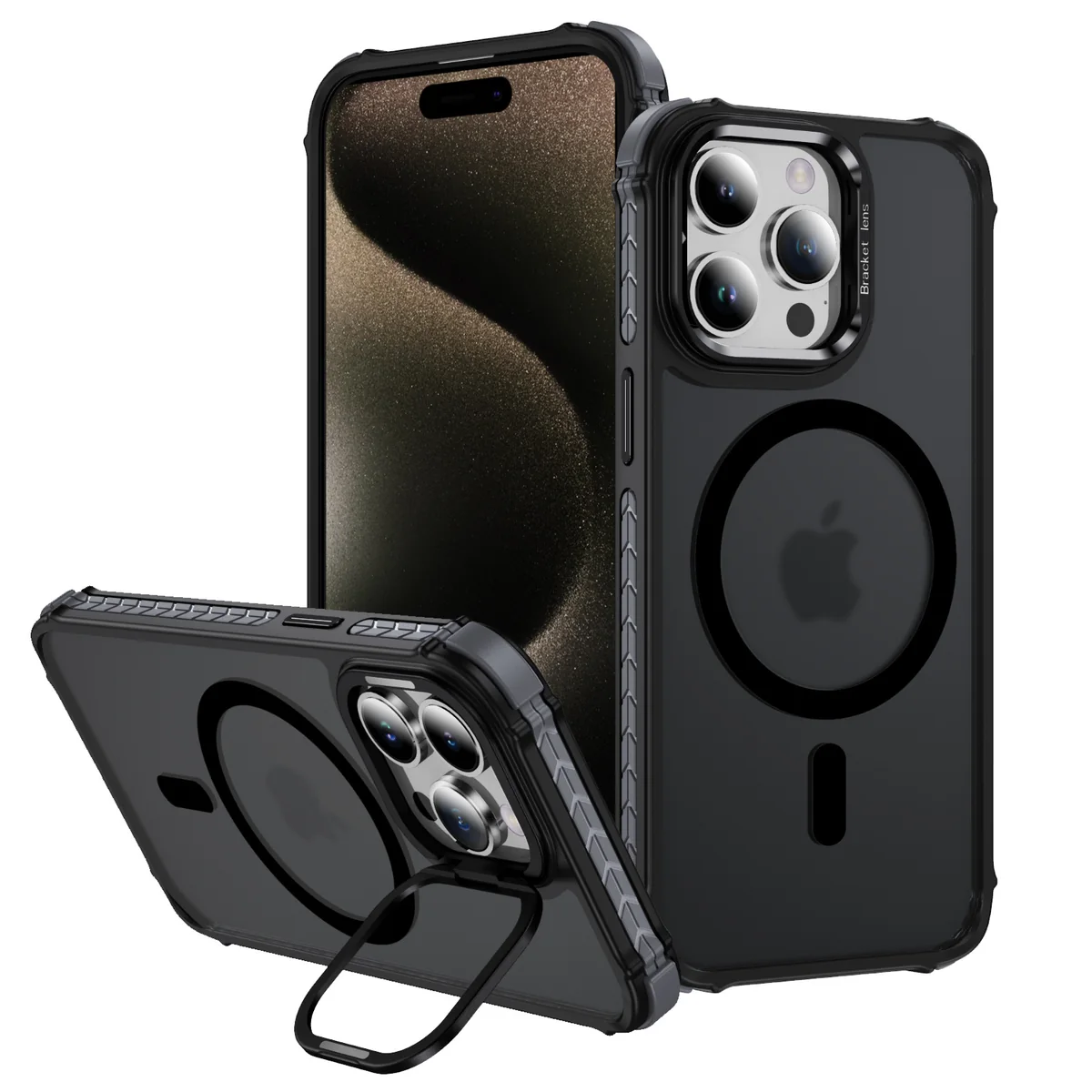cross-border compatible with Apple iPhone15 Pro Max rainbow 1 No. soft-touch magnetic ring kickstand phone case new arrival