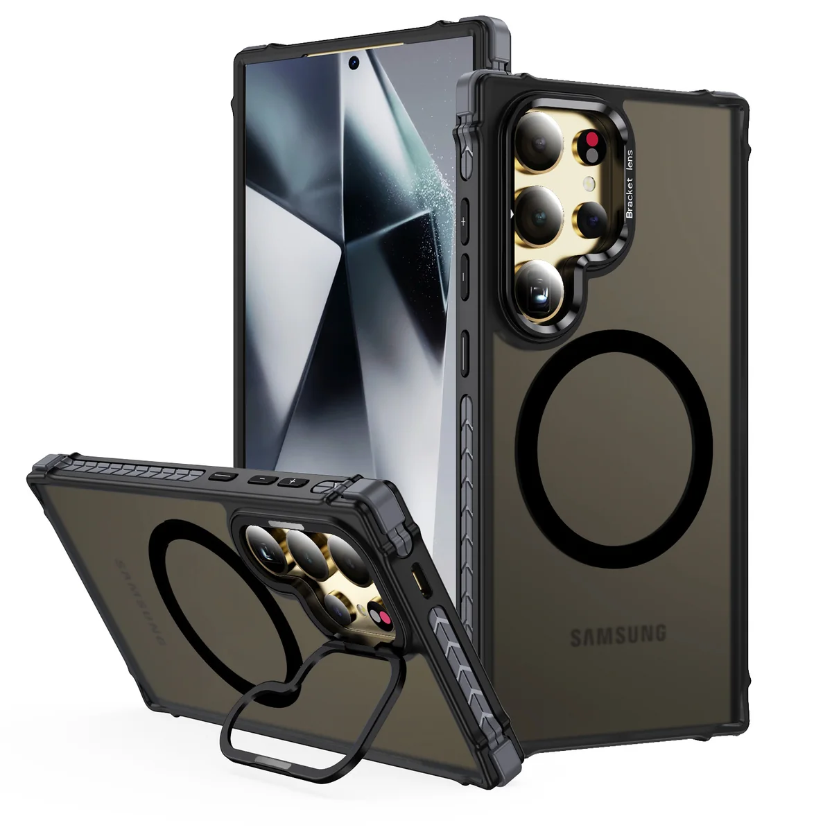 cross-border compatible with Samsung S24Ultra rainbow 1 No. soft-touch magnetic ring kickstand phone case wireless charging new arrival