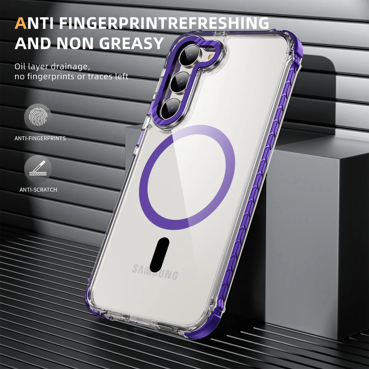 cross-border compatible with Samsung S23 Rainbow No. 1 ultra-clear magnetic ring shockproof phone case two-tone TPU manufacturer new arrival