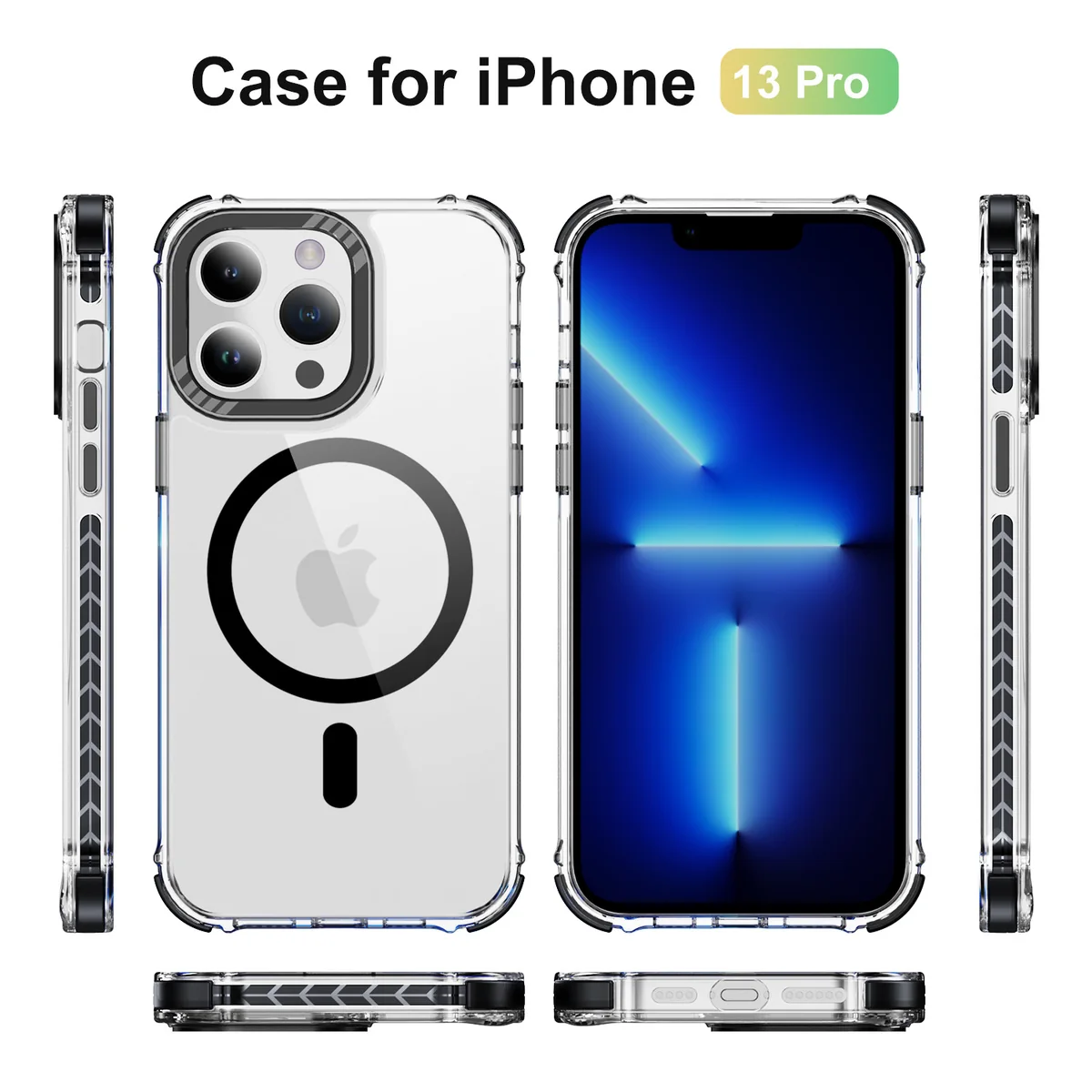cross-border compatible with Apple iPhone13Pro Rainbow No. 1 ultra-clear magnetic ring shockproof phone case manufacturer new arrival