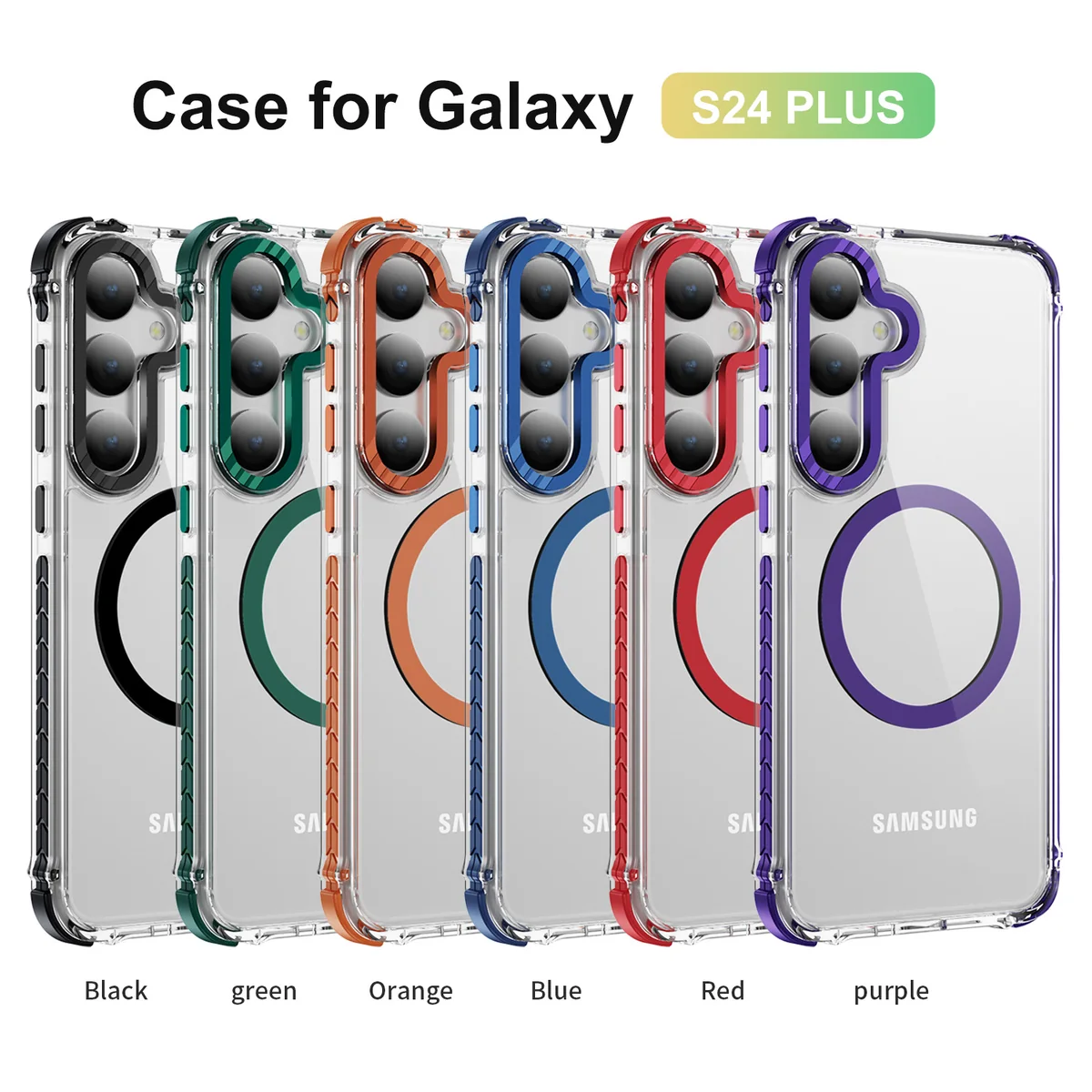 cross-border compatible with Samsung S24 Plus Rainbow No. 1 ultra-clear magnetic ring phone case two-tone TPU manufacturer new arrival