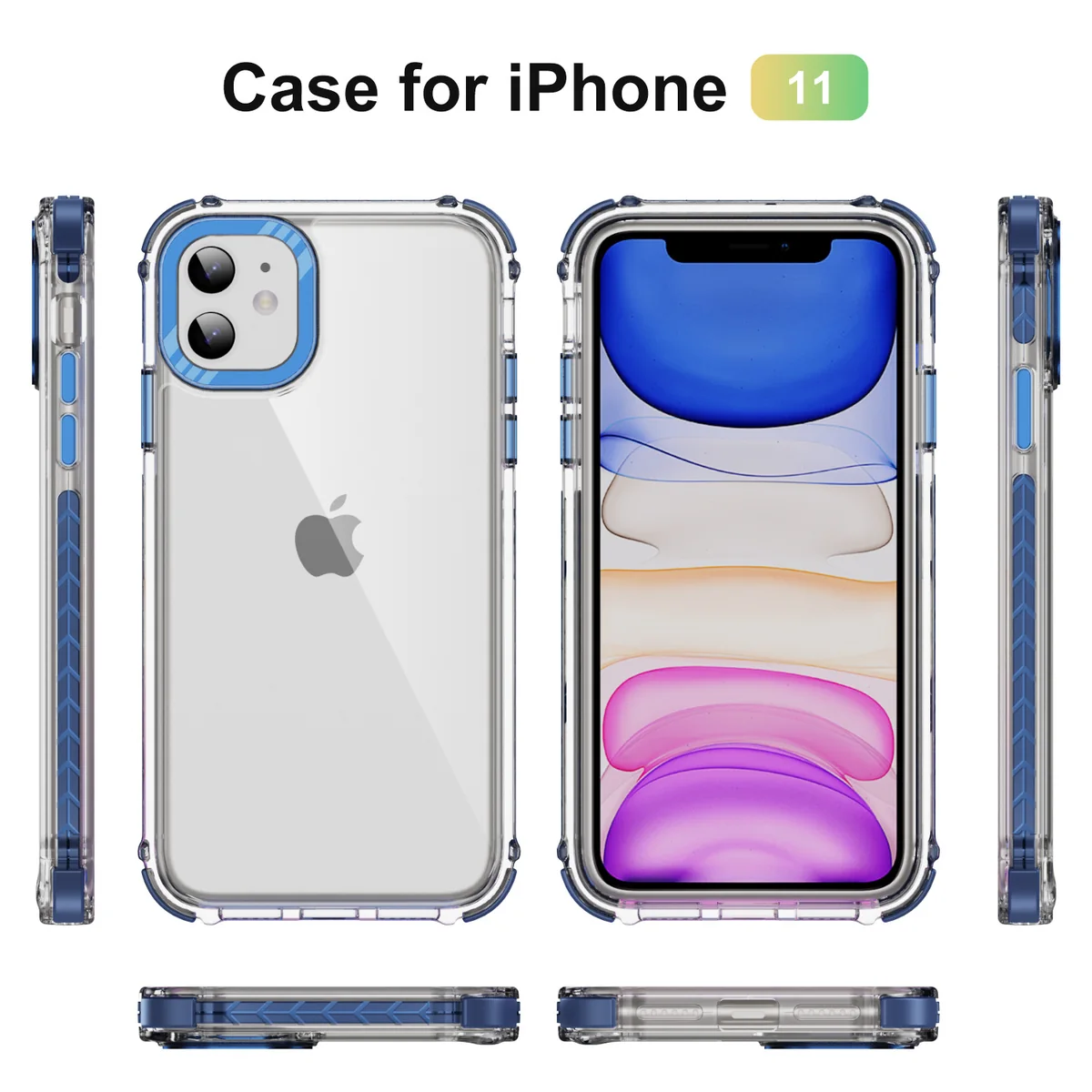 cross-border compatible with Apple iPhone11 Rainbow No. 1 ultra-clear phone case two-tone TPU direct manufacturer new arrival