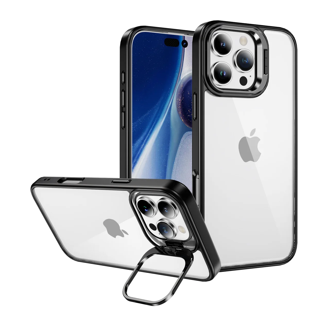 cross-border compatible with Apple iPhone16Pro Max Sky Mirror metal camera-ring hinge kickstand phone case