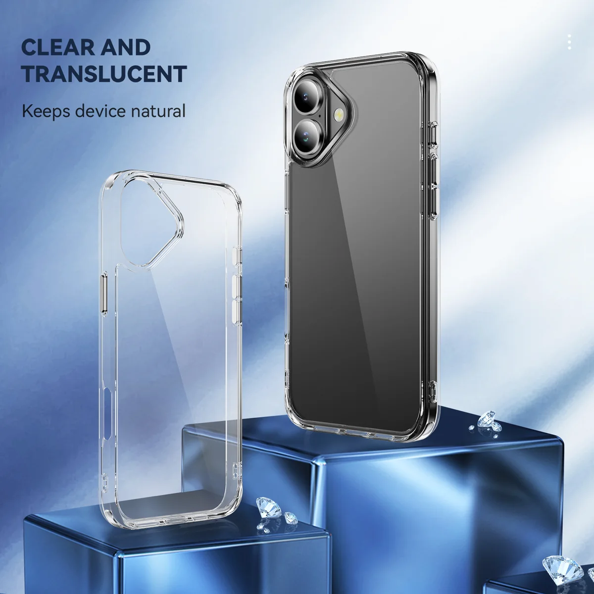 cross-border compatible with Apple iphone16Plus crystal-clear shockproof 2.0 ultra-clear phone case electroplated buttons manufacturer