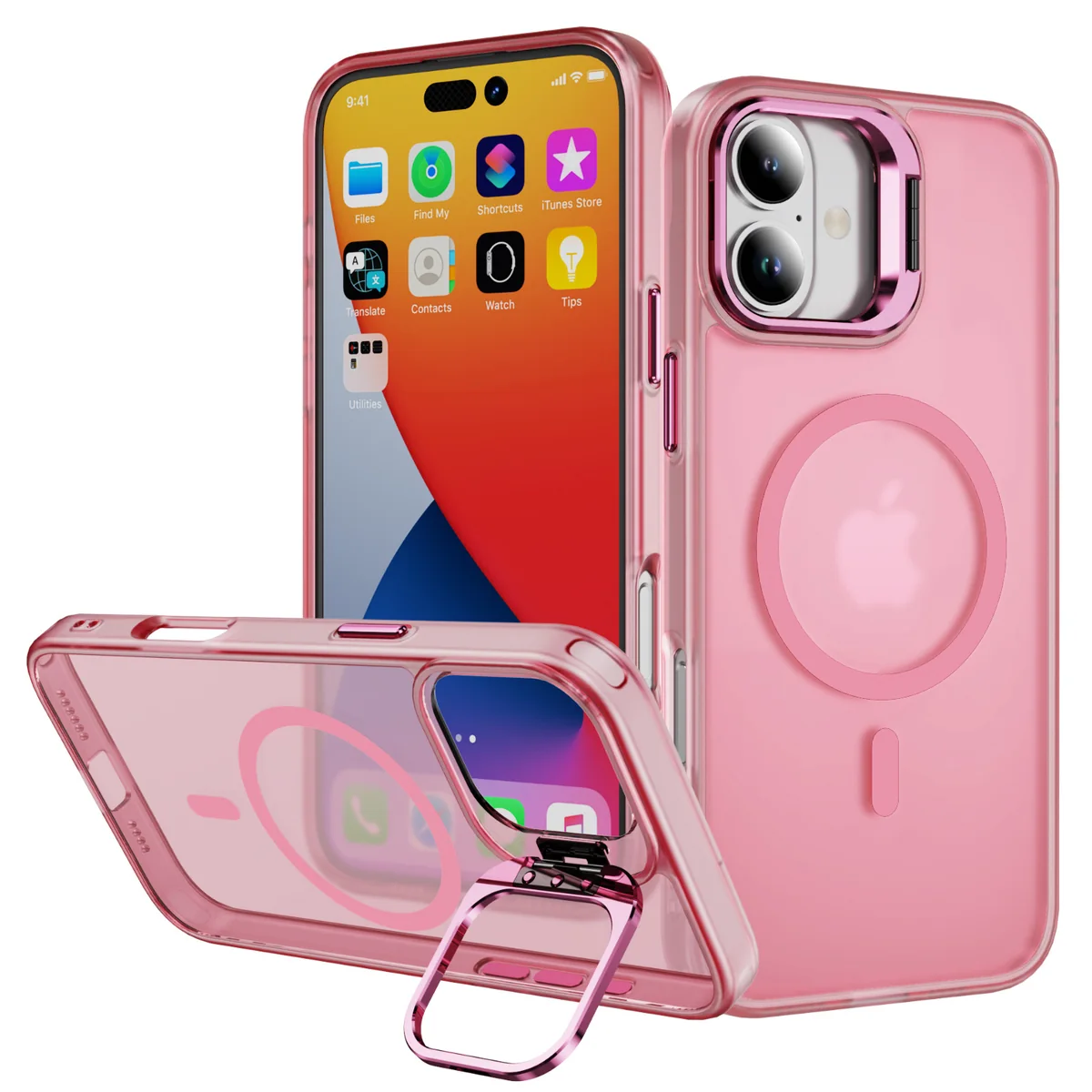 cross-border compatible with Apple iPhone16 Sky Mirror soft-touch magnetic ring metal hinge kickstand phone case manufacturer