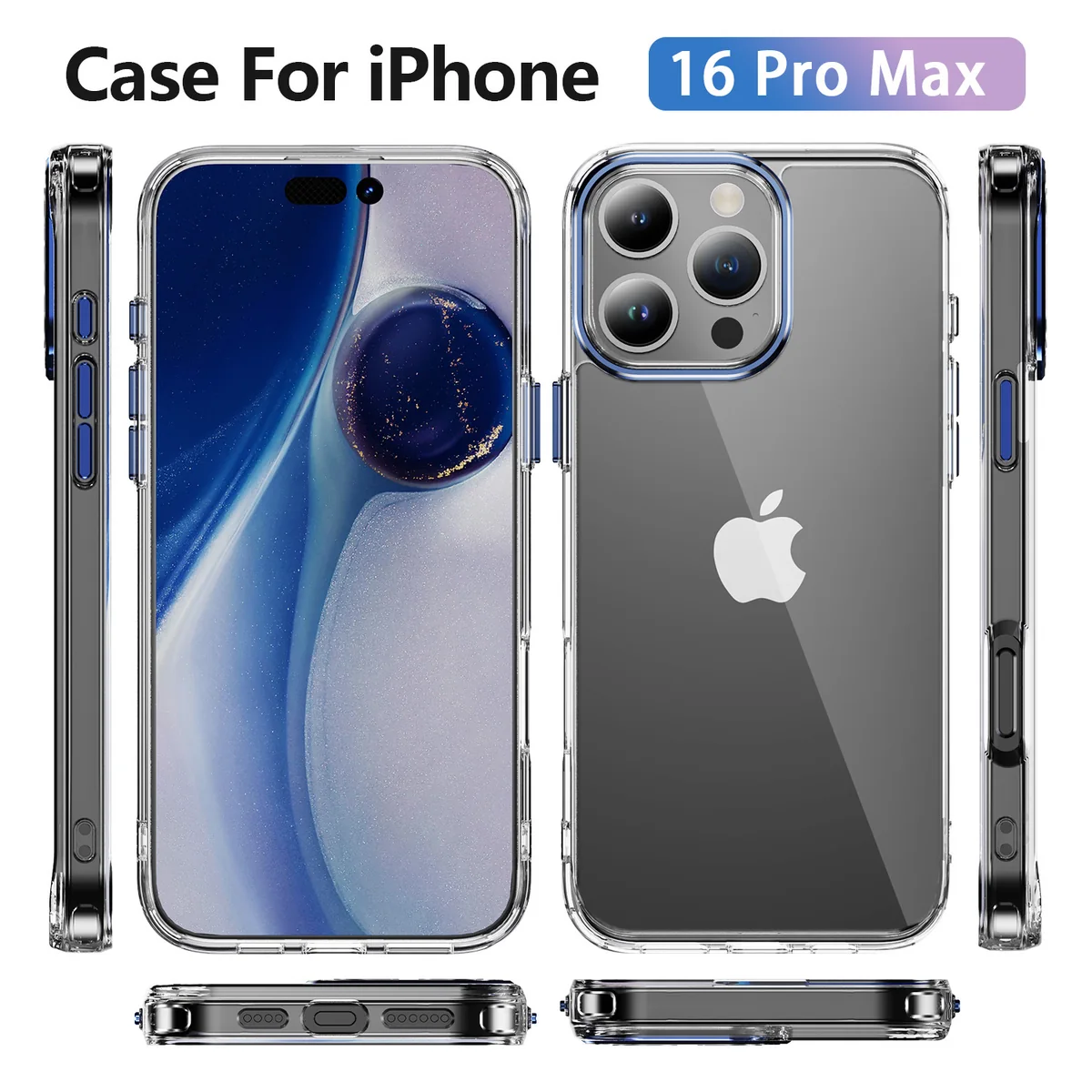 cross-border compatible with Apple iphone16Pro Max Phantom Series precision-cut camera lens protector phone case manufacturer in stock