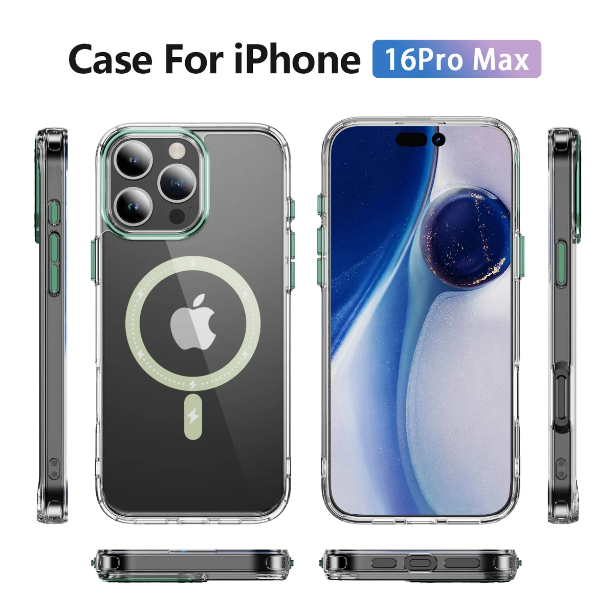 cross-border compatible with Apple iphone16Pro Max Phantom glitter magnetic ring individual camera cutouts magnetic attachment case phone case