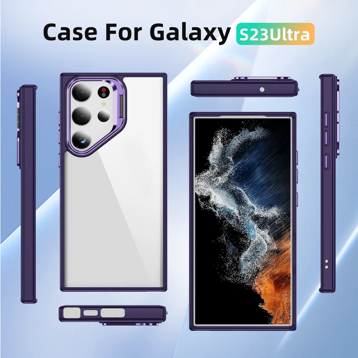 cross-border compatible with Samsung S23Ultra Sky Mirror metal camera-ring hinge kickstand phone case manufacturer new arrival