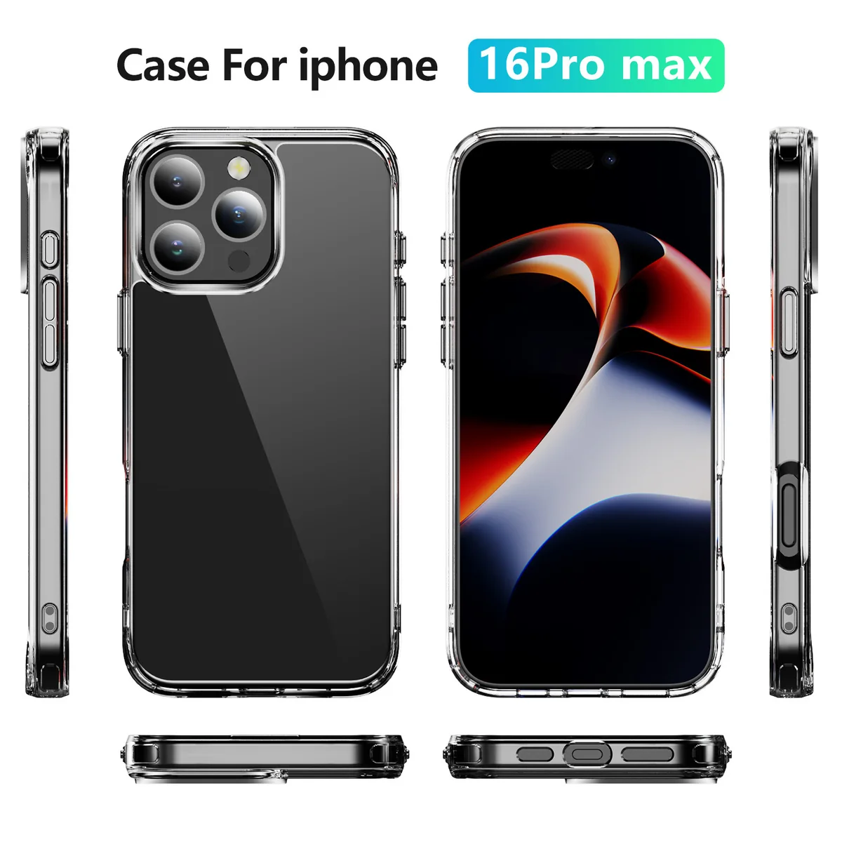 cross-border compatible with Apple iphone16Pro Max crystal-clear shockproof 2.0 ultra-clear phone case electroplated buttons manufacturer