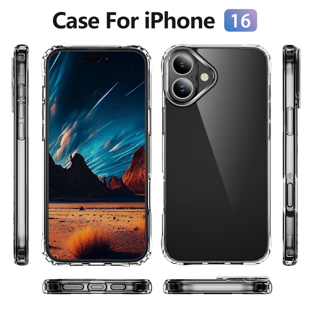 cross-border compatible with Apple iphone16 reinforced-corner shockproof ultra-clear scratch-resistant floral transparent phone case manufacturer new arrival