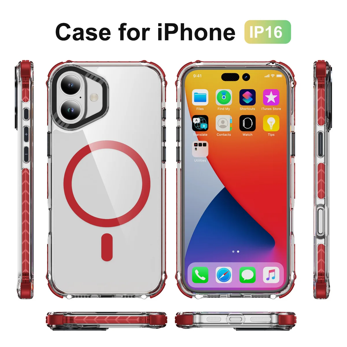 cross-border compatible with Apple iPhone16 Rainbow No. 1 ultra-clear magnetic ring phone case wireless charging factory new arrival