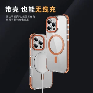 cross-border compatible with Apple iPhone16 Pro Max Rainbow No. 1 ultra-clear magnetic ring phone case wireless charging