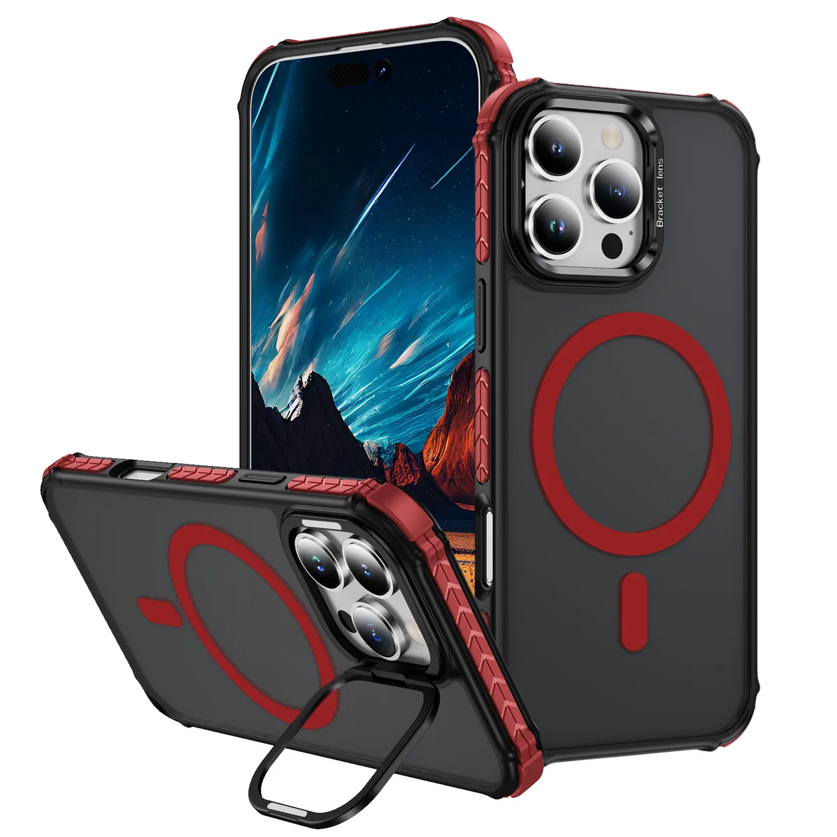 cross-border compatible with Apple iPhone16Pro Max rainbow 1 No. soft-touch magnetic ring kickstand phone case hinge kickstand