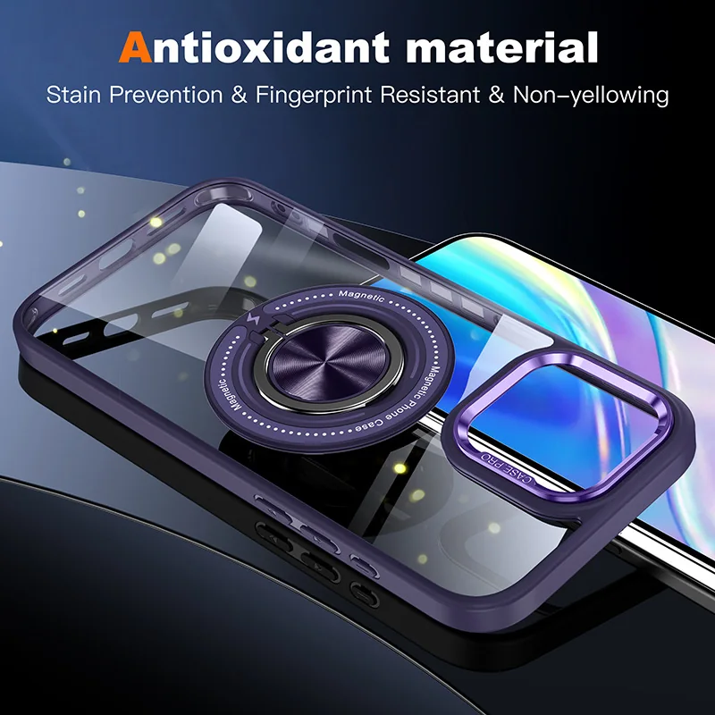 cross-border compatible with Apple iphone16 Pro Keyin 360° magnetic attachment kickstand phone case wireless charging manufacturer