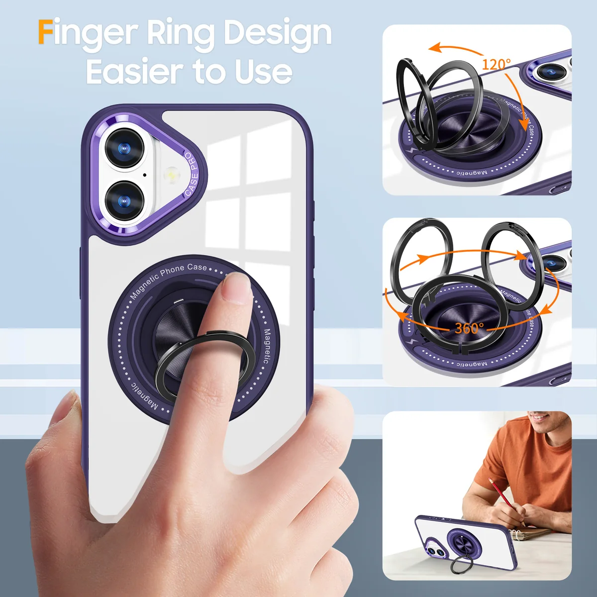 cross-border compatible with Apple iphone16 Keyin 360 magnetic attachment kickstand phone case direct manufacturer wireless charging