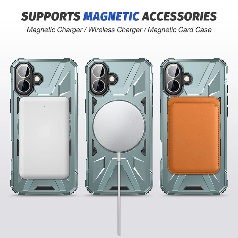 cross-border compatible with Apple iphone16 Plus Warrior 360° magnetic attachment kickstand phone case direct manufacturer