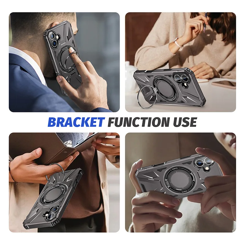 cross-border compatible with Apple iphone16 Warrior 360° magnetic attachment car mount phone case direct manufacturer