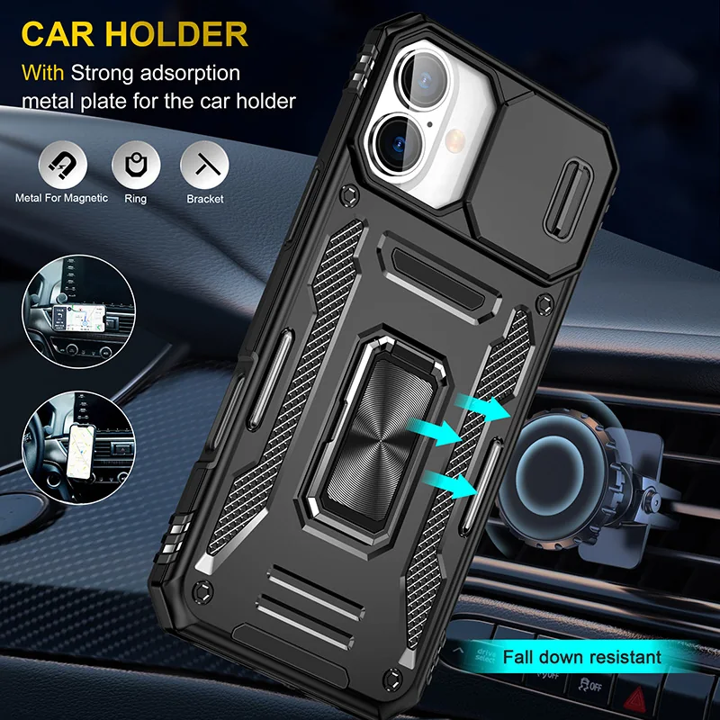 cross-border compatible with Apple iPhone16 Kejiang shockproof phone case 2-in-1 usable in landscape and portrait car mount