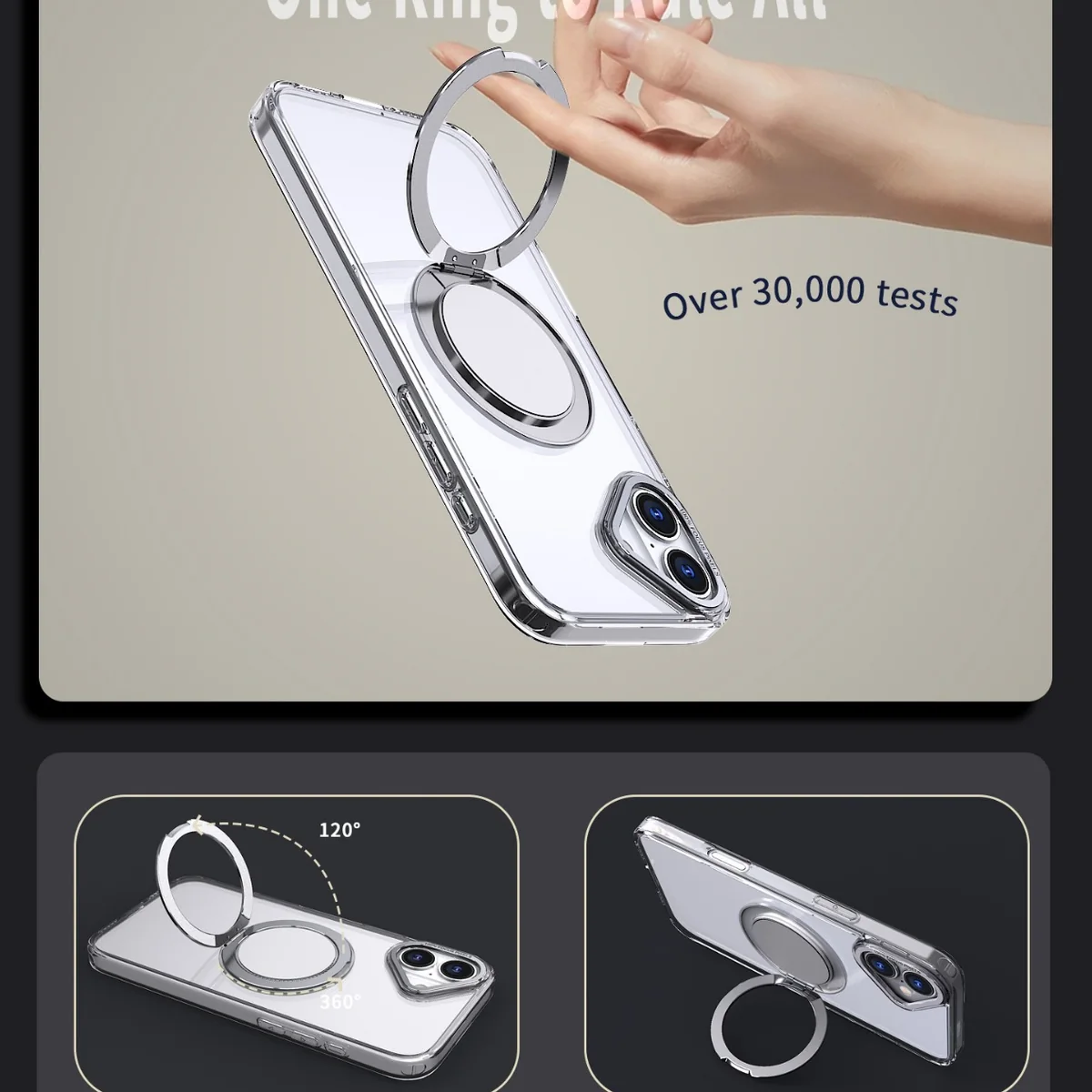 cross-border compatible with Apple IP16Plus Super Wing C style ring magnetic attachment wireless charging phone case soft-touch case
