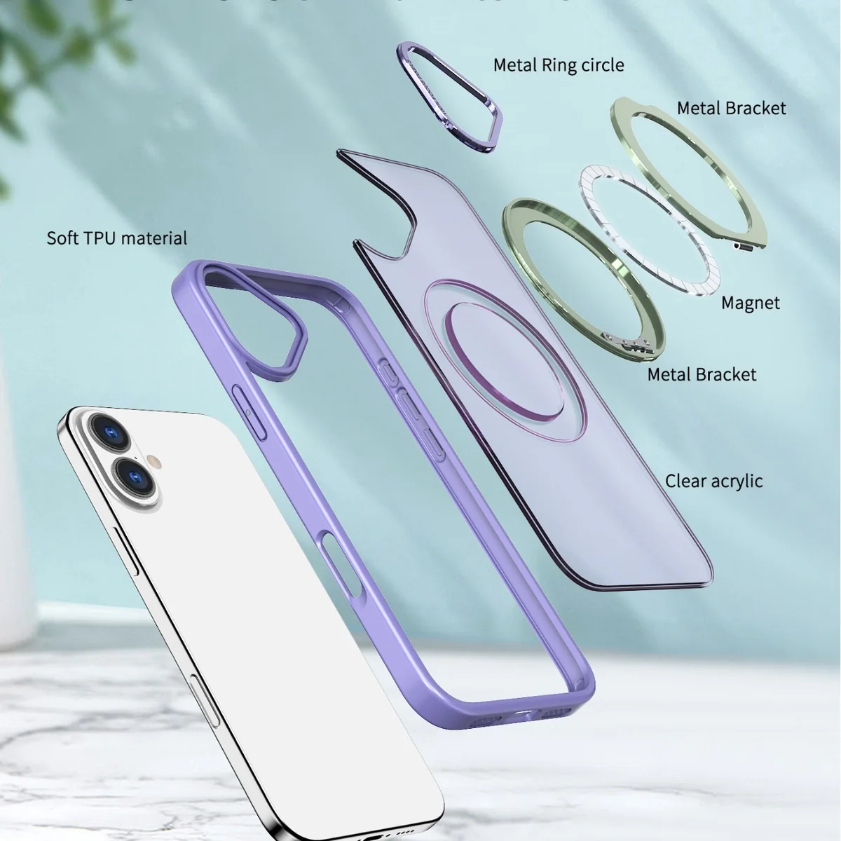 cross-border compatible with Apple iPhone16Plus magnetic attachment phone case Germany Bayer 360 rotating kickstand Divine Wing B style