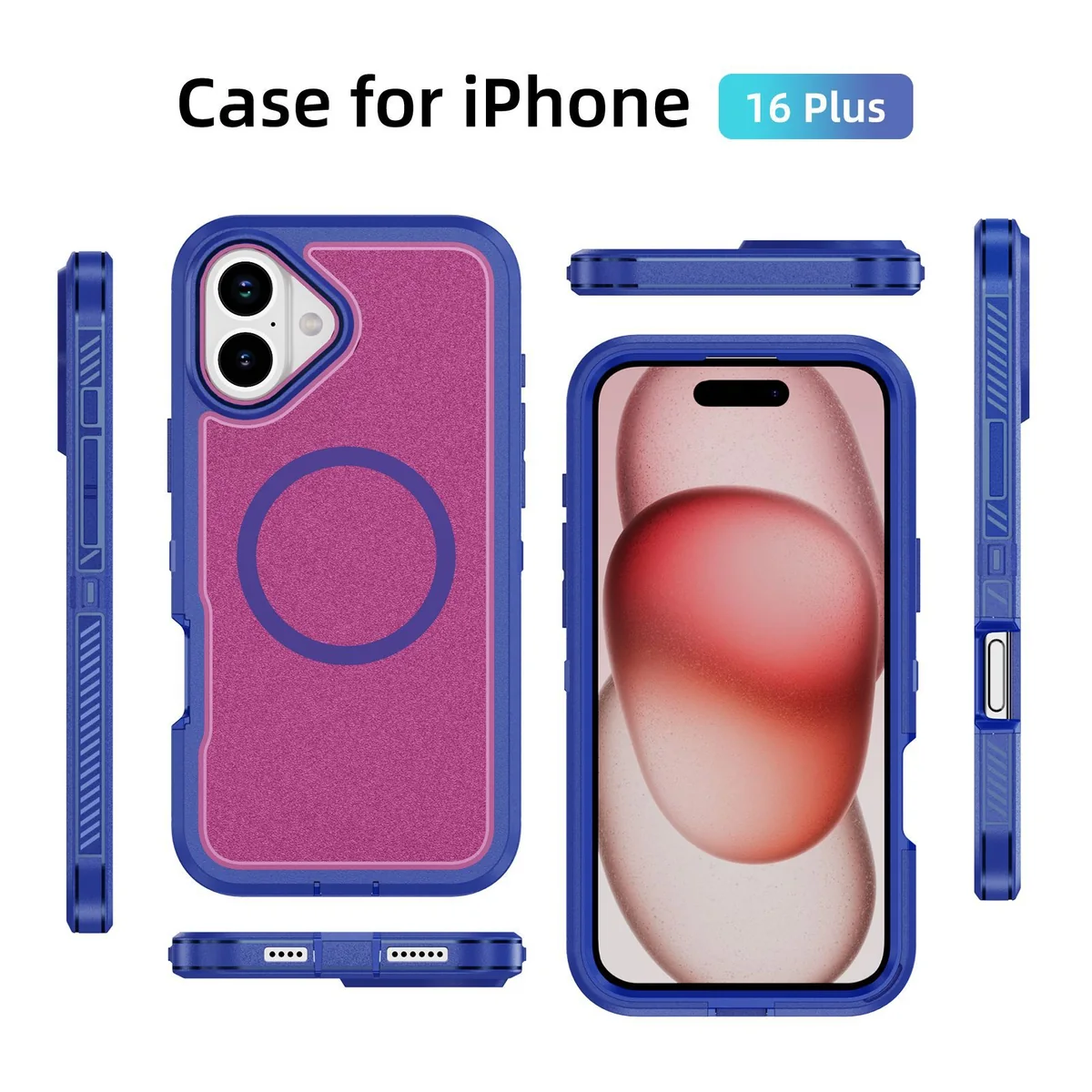 cross-border compatible with Apple iPhone16Plus Guardian magnetic ring phone case wireless charging shockproof fingerprint-resistant