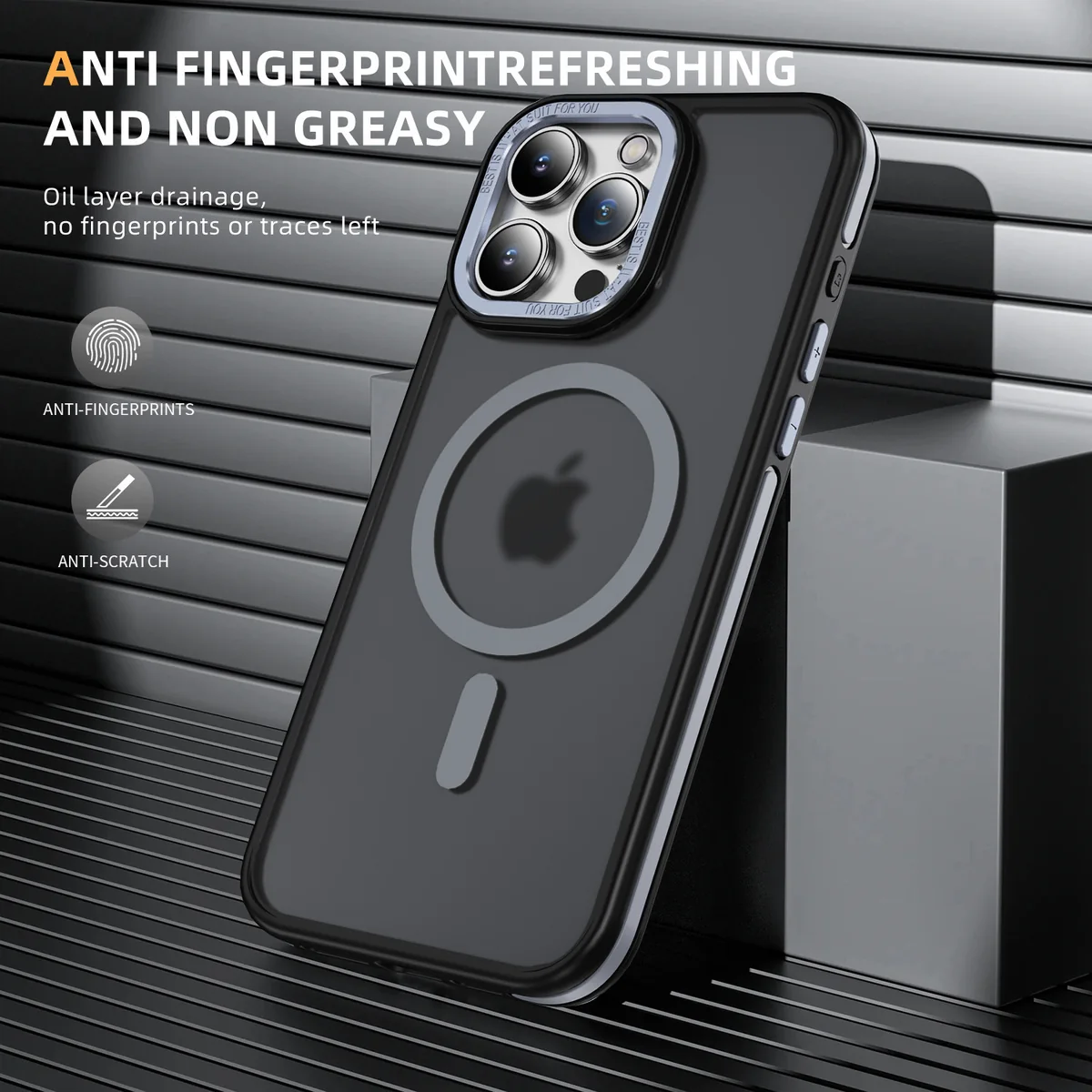 cross-border compatible with Apple IP15PRO MAX two-tone shimmering effect magnetic ring phone case wireless magnetic ring charging