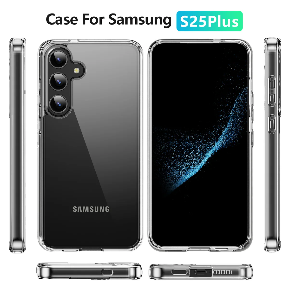 cross-border compatible with Samsung S25Plus minimalist crystal-clear shockproof phone case ultra-clear scratch-resistant wear-resistant transparent case manufacturer
