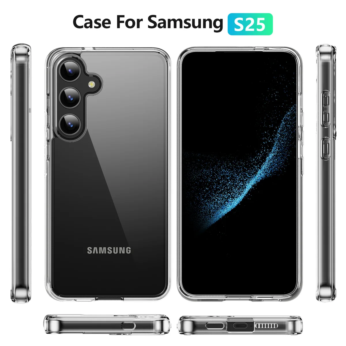 cross-border compatible with Samsung S25 minimalist crystal-clear shockproof phone case ultra-clear scratch-resistant wear-resistant transparent case direct manufacturer