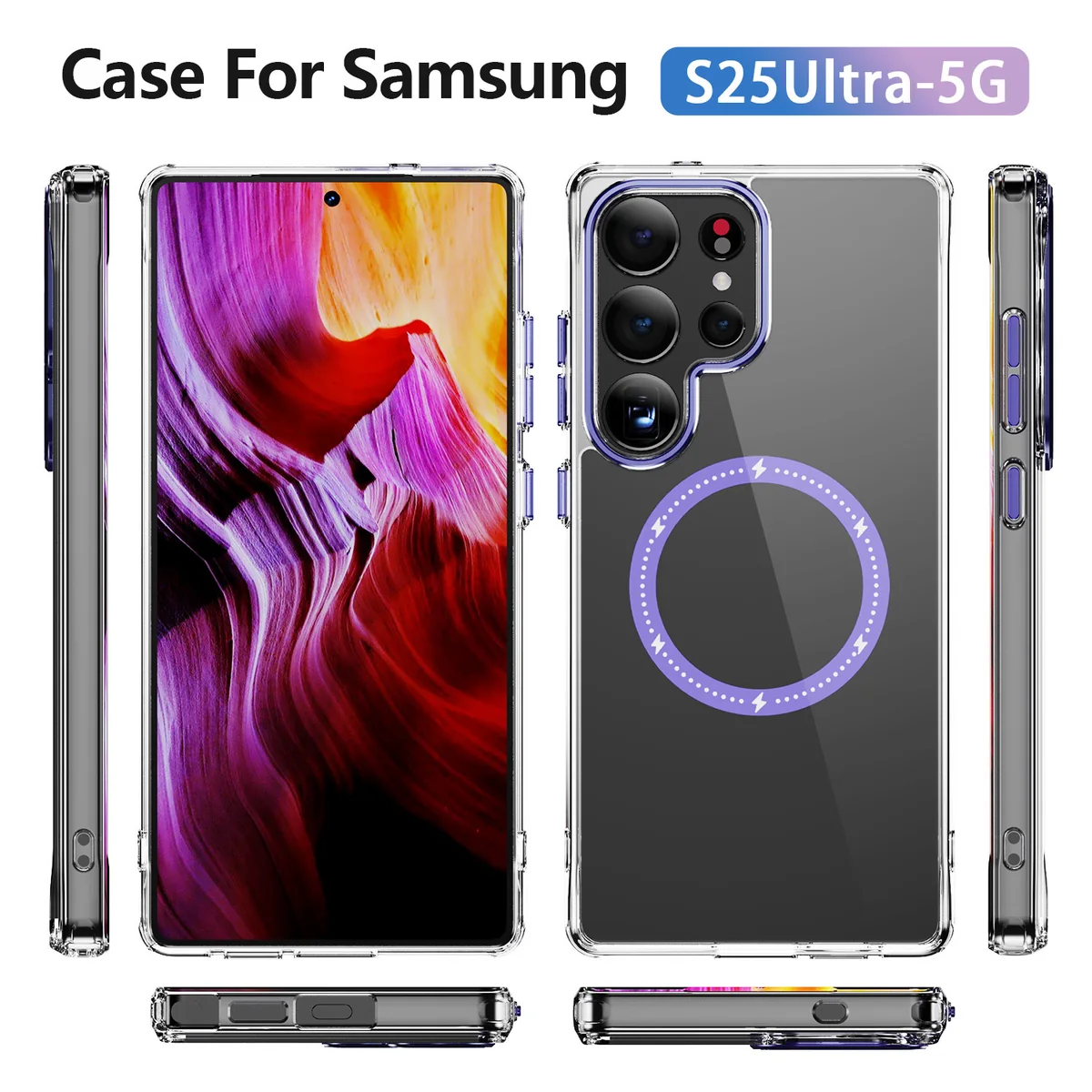 cross-border compatible with Samsung S25Ultra Phantom glitter magnetic ring individual camera cutouts magnetic ring case phone case wireless charging