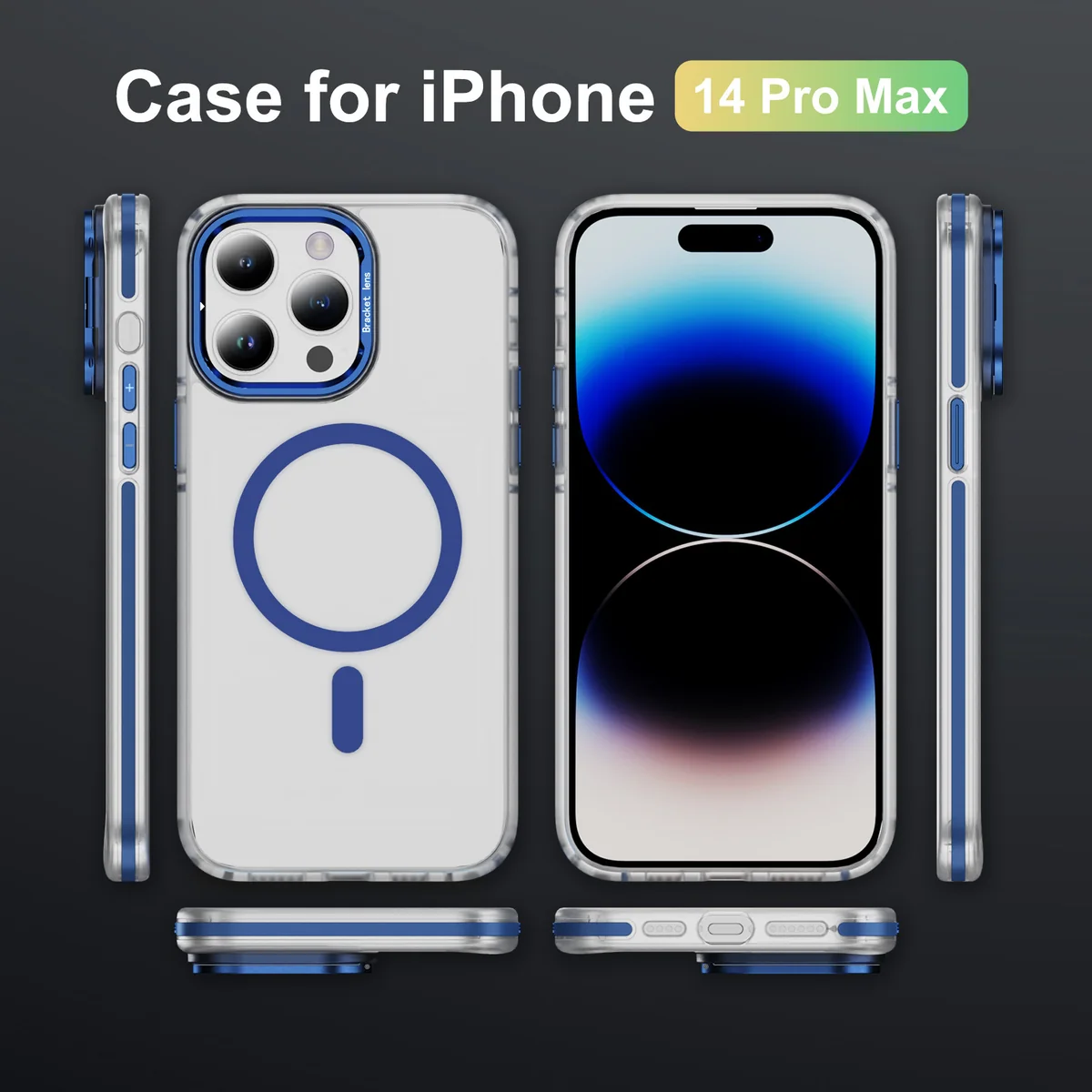cross-border compatible with Apple iP14PRO MAX two-tone cloud pattern soft-touch magnetic ring kickstand phone case scratch-resistant fingerprint-resistant