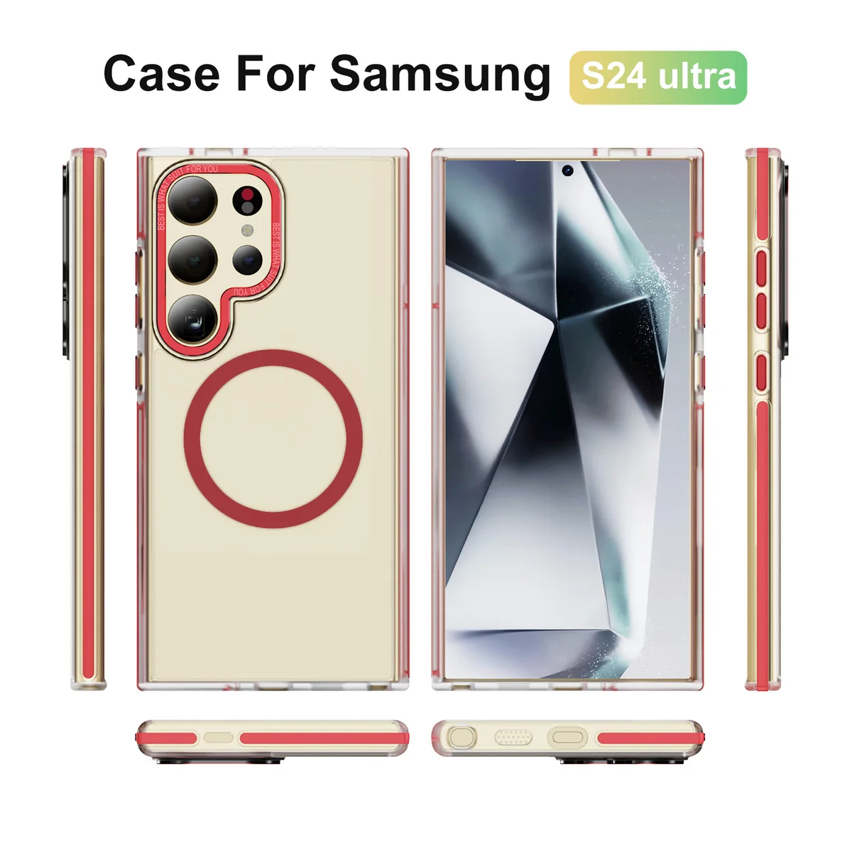 cross-border compatible with Samsung S24ULTRA two-tone cloud pattern soft-touch magnetic ring color-block phone case wireless charging fingerprint-resistant
