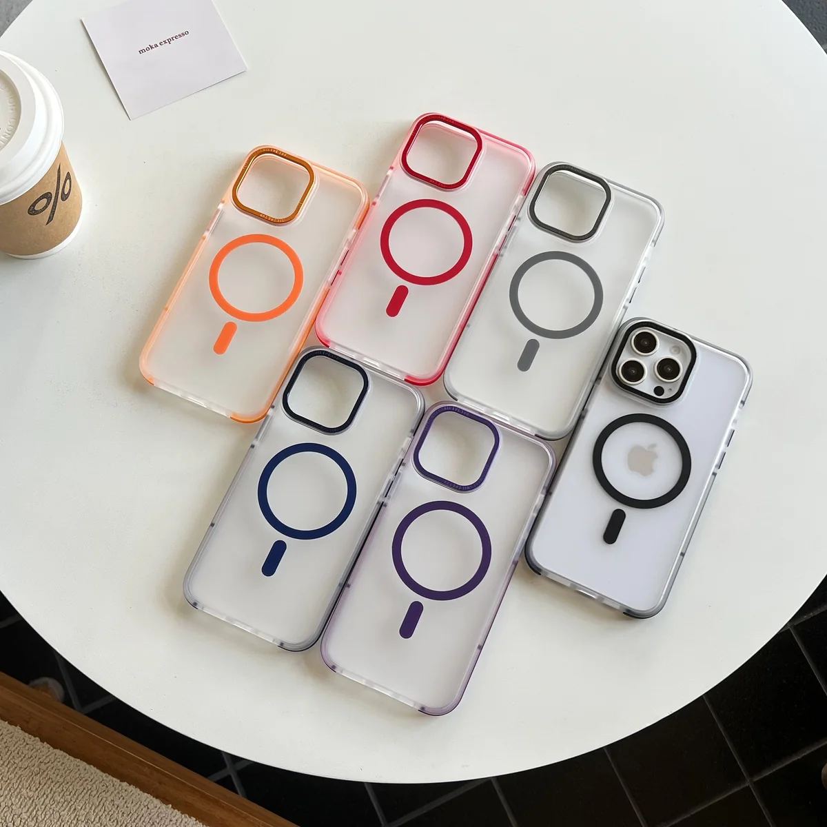 cross-border compatible with Apple IP16PRO MAX two-tone cloud pattern soft-touch magnetic ring color-block phone case wireless charging