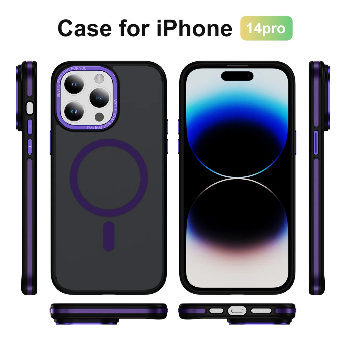 cross-border compatible with Apple iPhone14Pro two-tone Phantom magnetic ring phone case wireless charging soft-touch case
