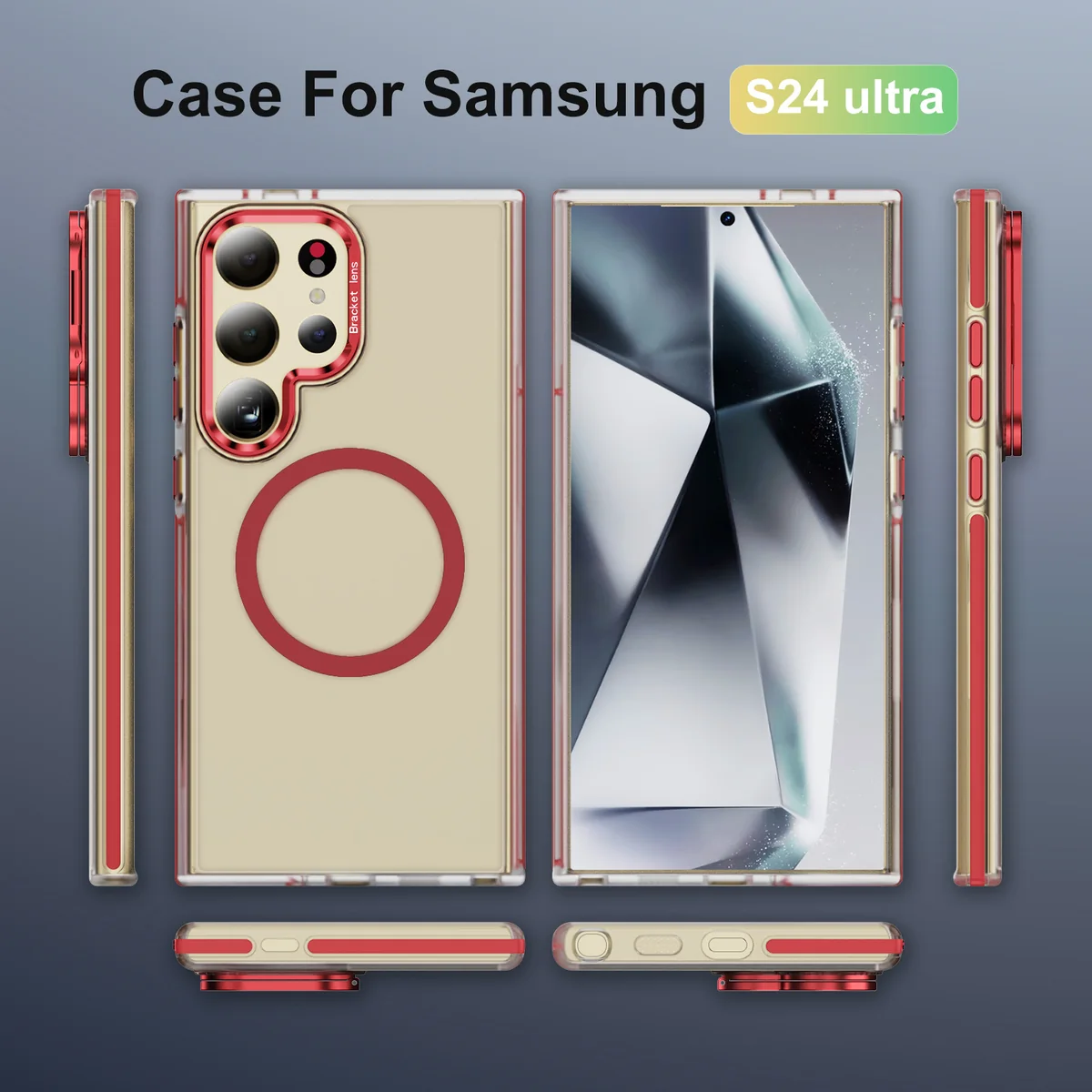 cross-border compatible with Samsung S24ULTRA two-tone cloud pattern soft-touch magnetic ring shockproof kickstand phone case scratch-resistant fingerprint-resistant