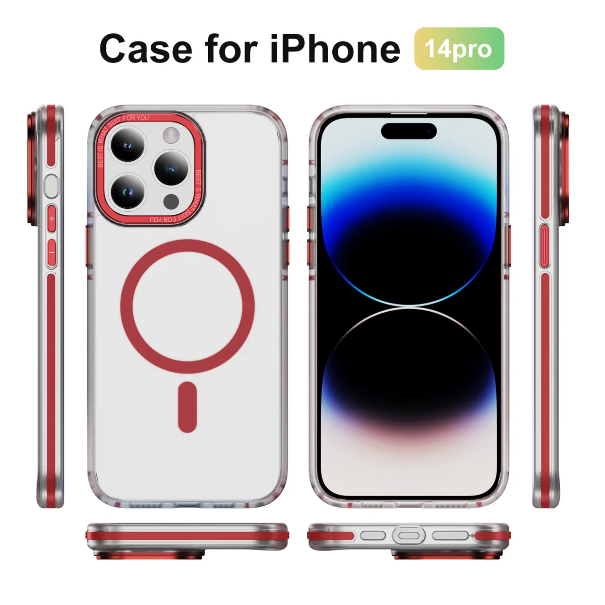 cross-border compatible with Apple iPhone14PRO two-tone cloud pattern soft-touch magnetic ring color-block phone case wireless charging