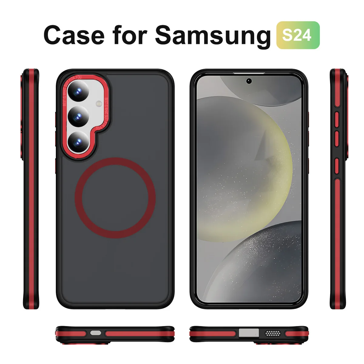 cross-border compatible with Samsung S24 two-tone Phantom magnetic ring phone case wireless charging soft-touch case fingerprint-resistant
