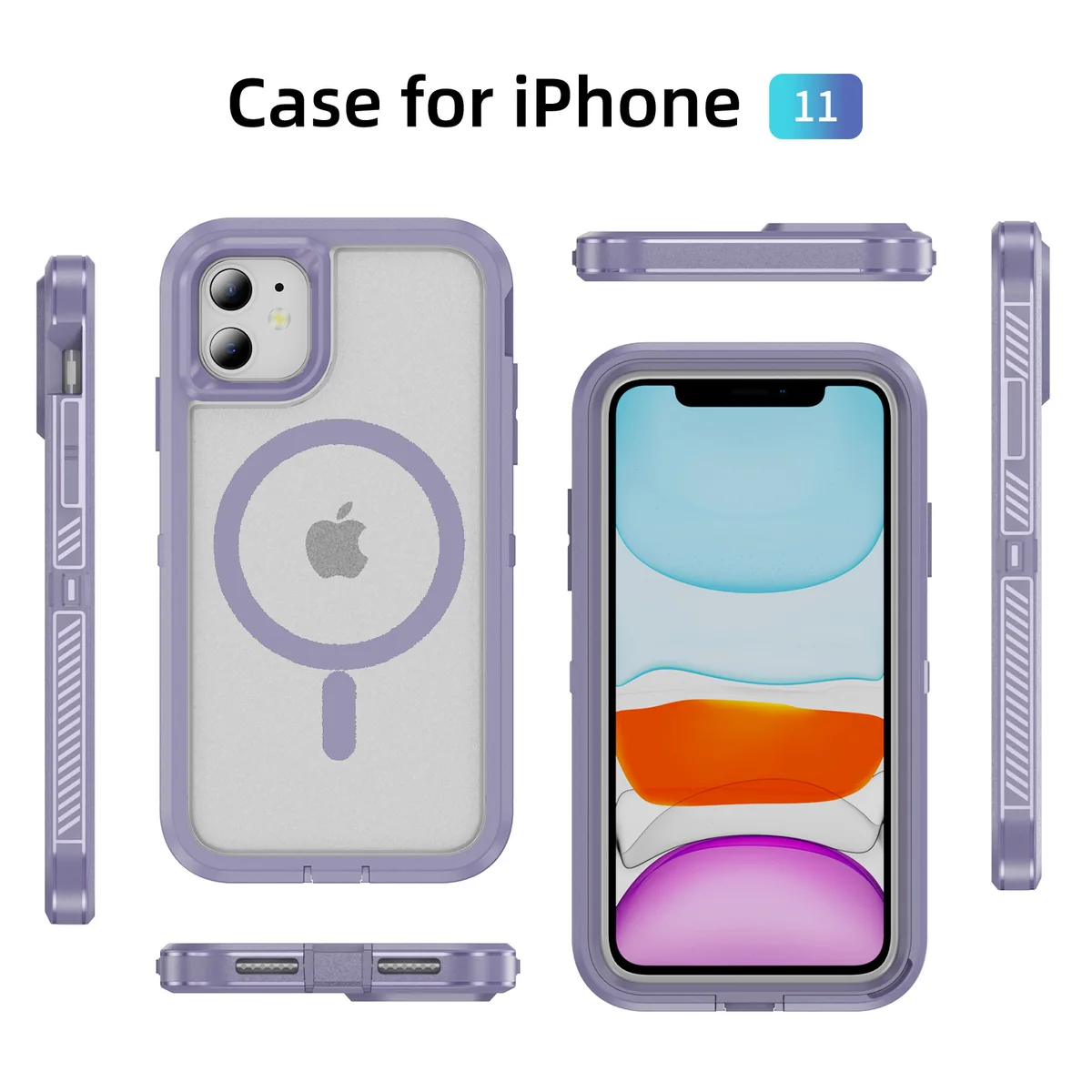 cross-border compatible with Apple iPhone11 Guardian magnetic ring phone case 3-in-1 wireless charging shockproof fingerprint-resistant