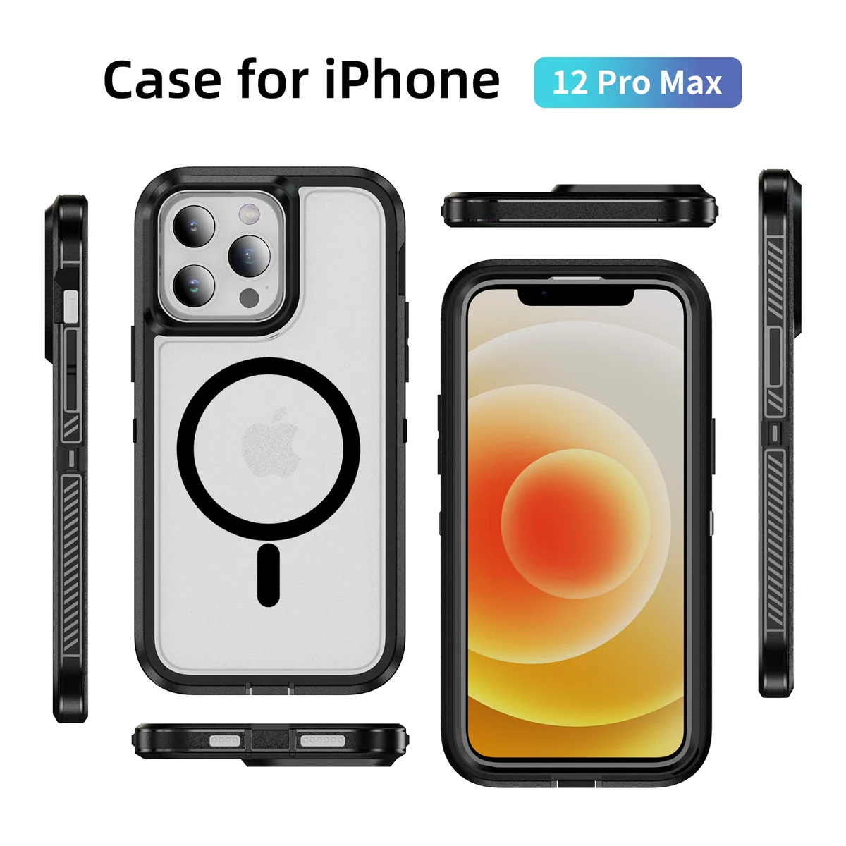 cross-border compatible with Apple iPhone12Pro Max Guardian magnetic ring phone case 3-in-1 shockproof fingerprint-resistant