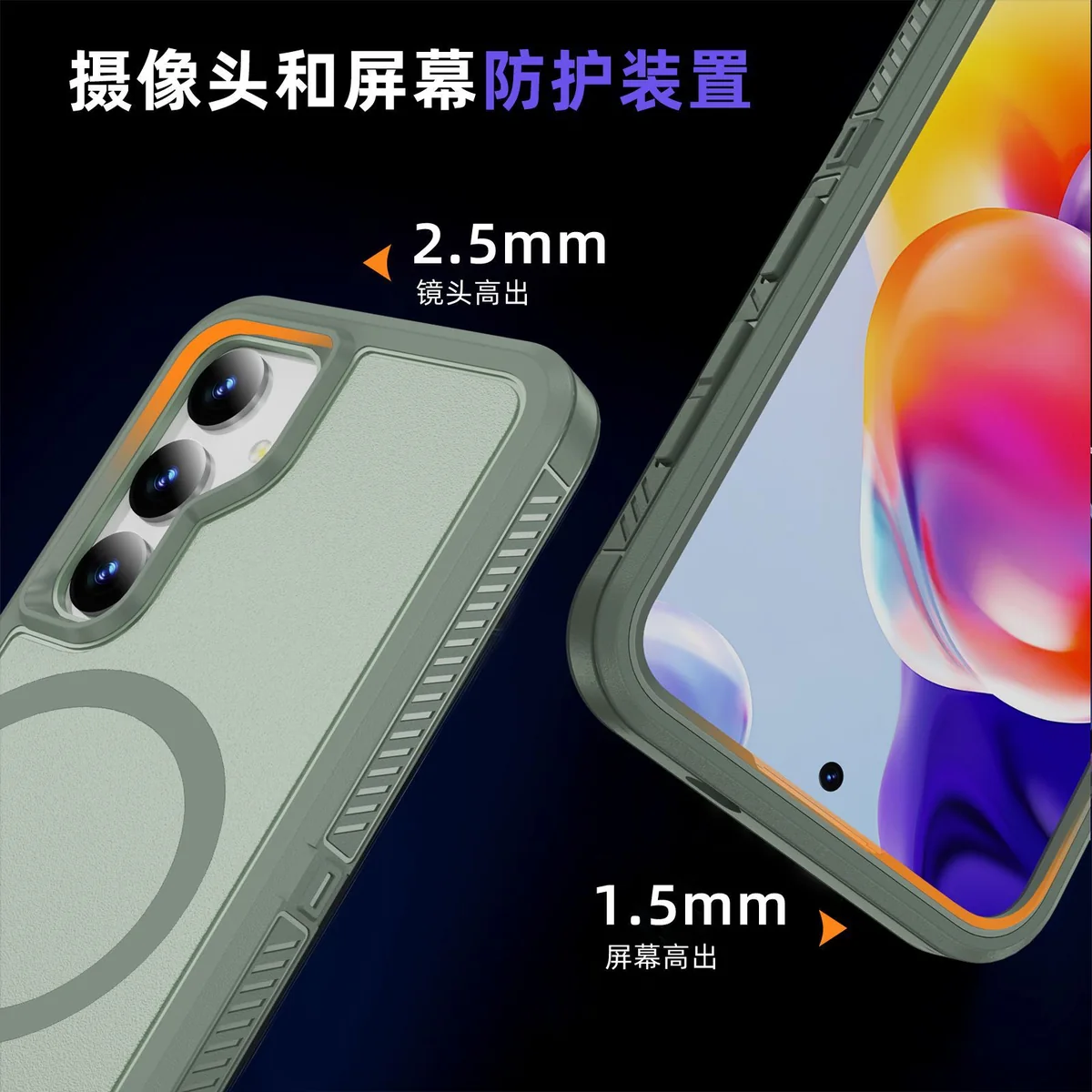 cross-border compatible with Samsung S24 Guardian magnetic ring phone case 3-in-1 wireless charging shockproof fingerprint-resistant S25