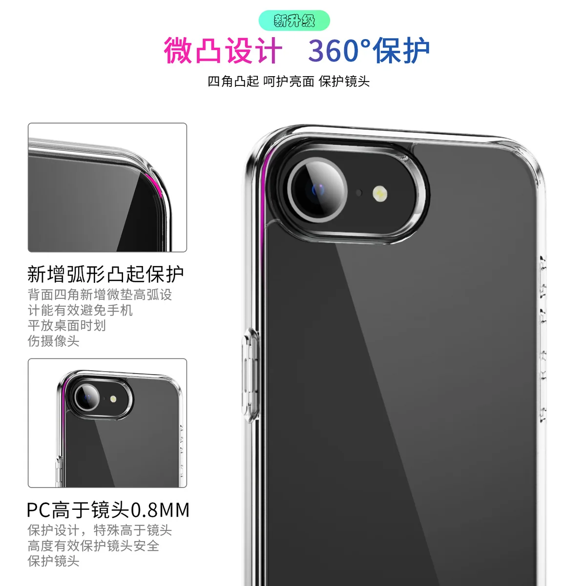 cross-border compatible with Apple iPhone 16E minimalist crystal-clear shockproof phone case ultra-clear scratch-resistant wear-resistant in stock