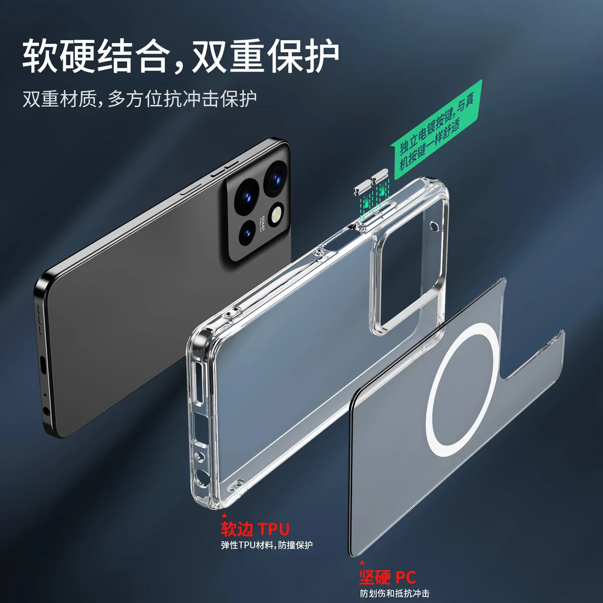 cross-border compatible with MOTO G Play 2025 crystal-clear shockproof magnetic ring imported from Germany anti-yellowing material phone case