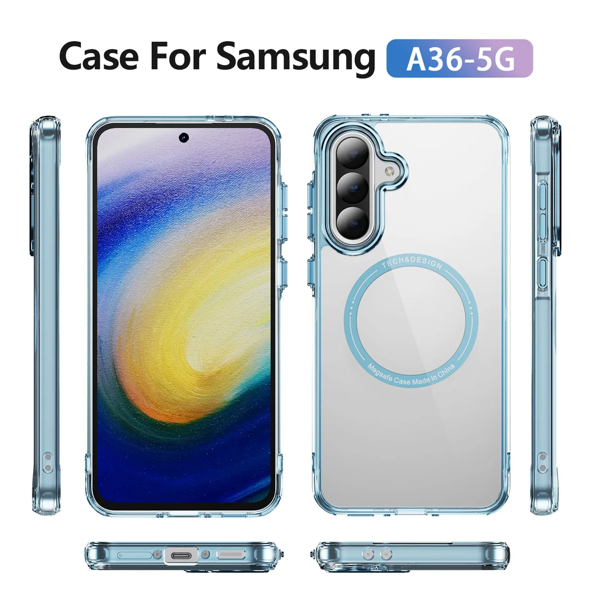 cross-border compatible with Samsung A36 5G Phantom ultra-clear magnetic attachment large camera opening 2.0mm transparent case phone case wireless charging