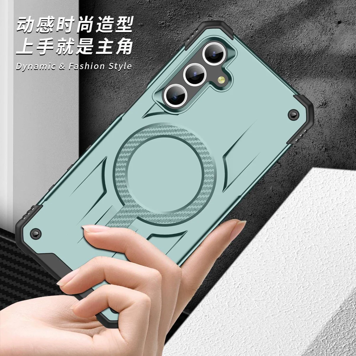 cross-border compatible with Samsung A15 Starship magnetic car-mount compatible reinforced corner air cushions wireless charging phone case direct source factory