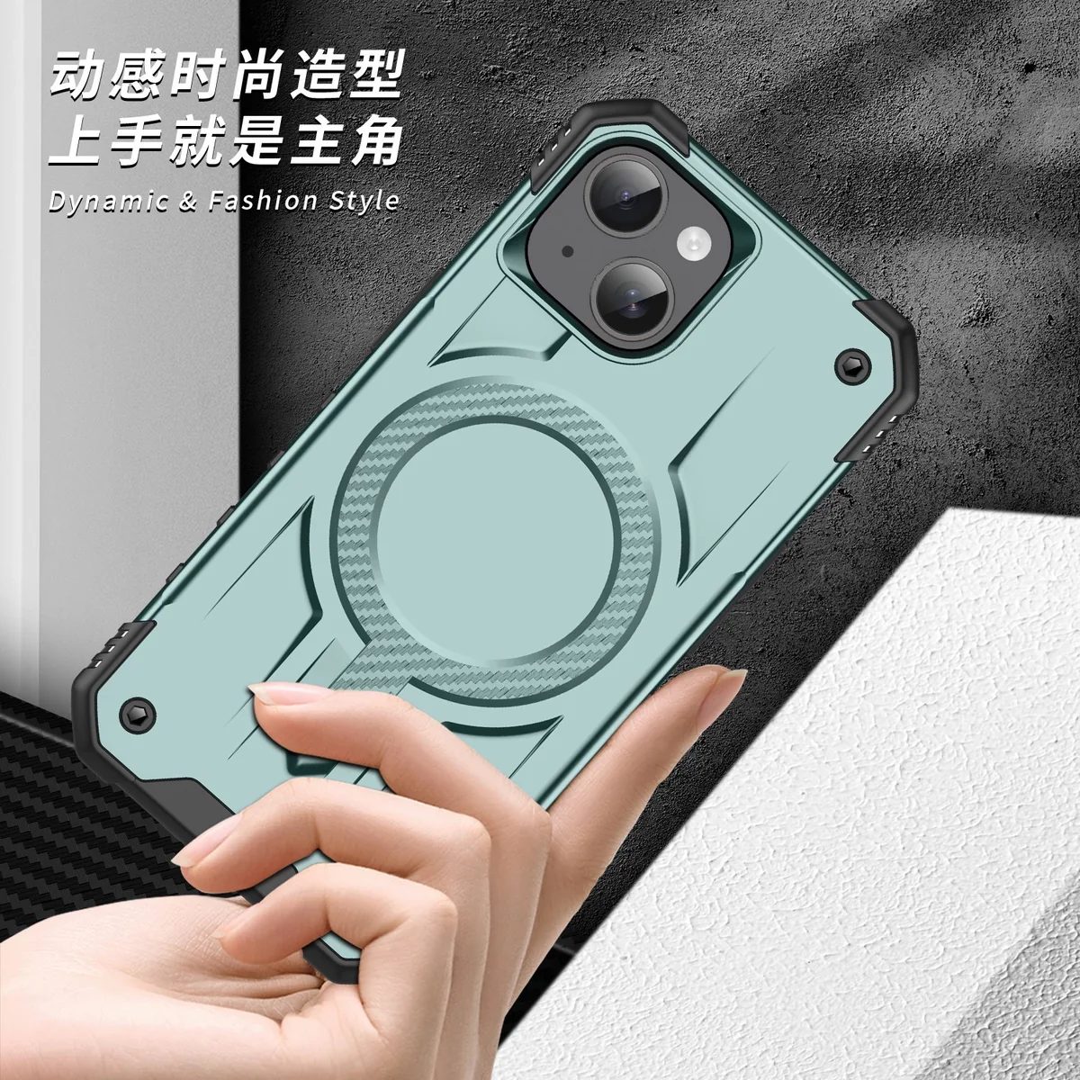 cross-border compatible with IP15 Starship magnetic car-mount compatible reinforced corner air cushions wireless charging phone case direct source factory