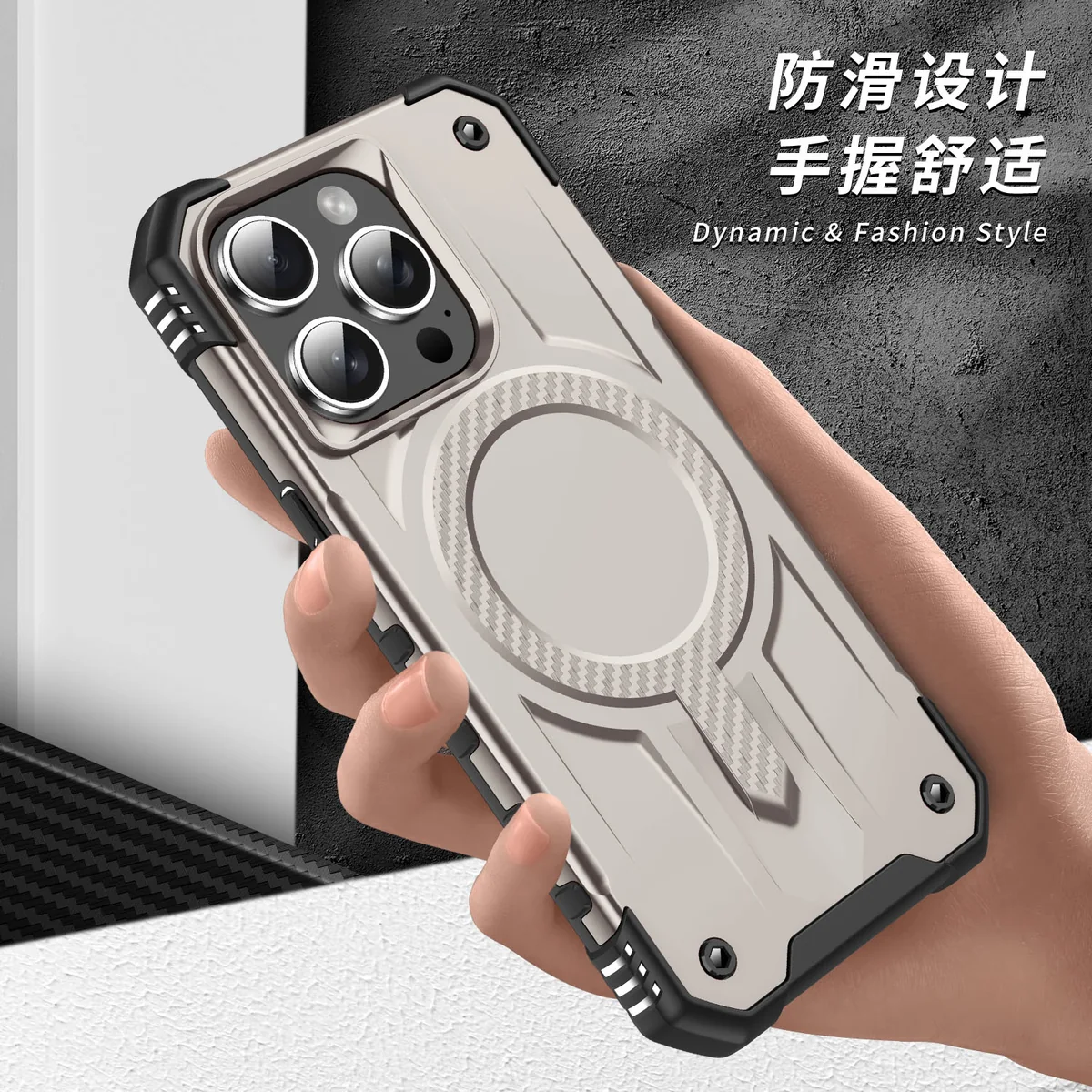 cross-border compatible with IP14Pro Starship magnetic car-mount compatible reinforced corner air cushions wireless charging phone case direct source factory